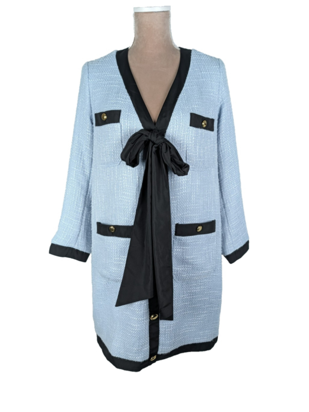 Tuckernuck Pomander Place Light Blue Coco Tweed Bow Dress Size M Preppy